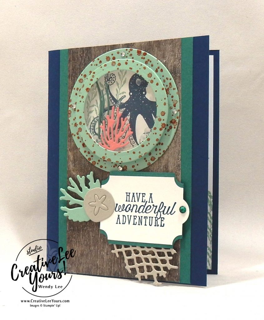 Wonderful Adventure Shaker by Jennifer Hamlin, Stampin Up, stamping, handmade card, friend, thank you, birthday, #creativeleeyours, creatively yours, creative-lee yours, diemonds team swap, sea of textures stamp set, SU, SU cards, rubber stamps