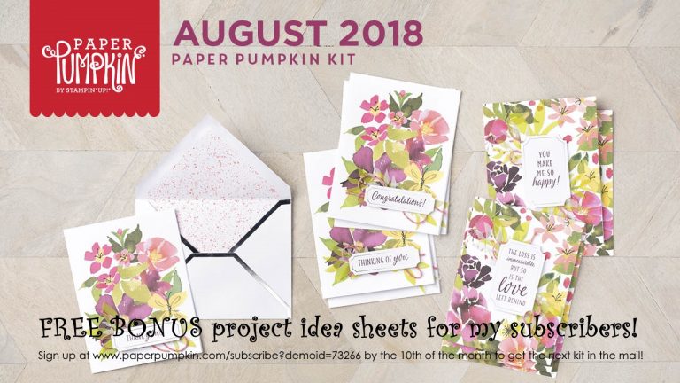 August 2018 Blissful Blooms Paper Pumpkin Kit by wendy lee, stampin up, handmade cards, rubber stamps, stamping, kit, subscription, #creativeleeyours, creatively yours, creative-lee yours, birthday, friend, thank you, congrats, video, bonus tutorial