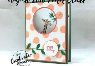 Enjoy Today Fun Fold by wendy lee, Stampin Up, stamping, handmade card, friend, thank you, birthday, #creativeleeyours, creatively yours, creative-lee yours, August 2018 FMN card class, forget me not, SU, SU cards, rubber stamps, paper crafting, all occasions, stitched shapes framelits, tutorial, animal outing stamp set, eastern beauty stamp set