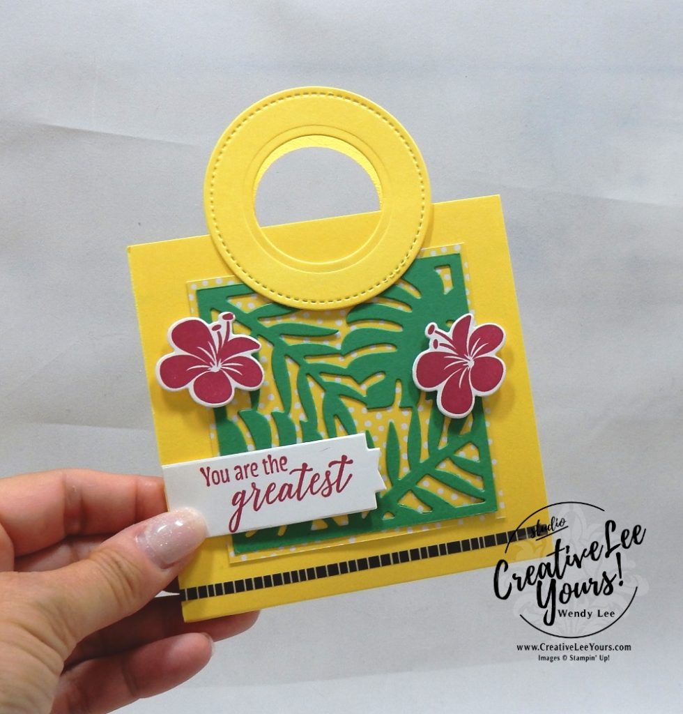 Tropical Gift Card Holder by Belinda Rodgers wendy lee, Stampin Up, stamping, handmade card, friend, thank you, birthday,  #creativeleeyours, creatively yours, creative-lee yours, diemonds team swap, tropical chic stamp set, SU, SU cards, rubber stamps, fun fold, gifts