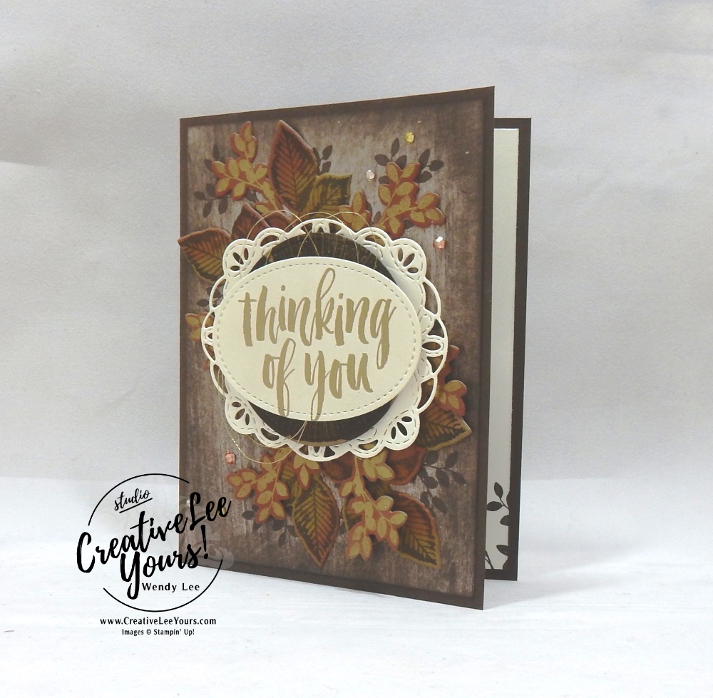 Fall Thinking of You by Wendy Lee, Printable Tutorial, stampin Up, #creativeleeyours, hand made, stamping, creatively yours, creative-lee yours, rooted in nature, think of you, birthday, friend, SU, fall card