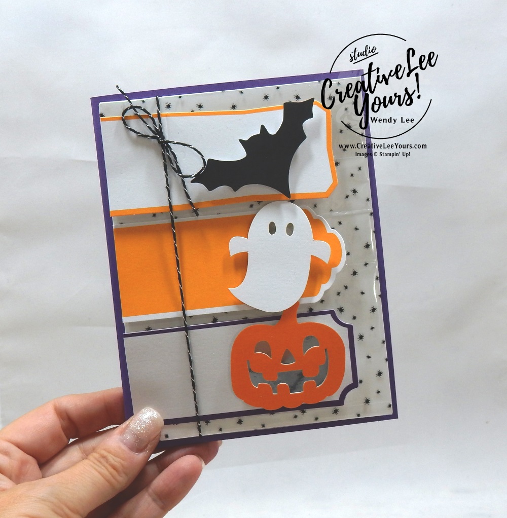 September 2018 Frights & Delights Paper Pumpkin Kit by wendy lee, stampin up, handmade cards, Halloween treats, rubber stamps, stamping, kit, subscription, #creativeleeyours, creatively yours, creative-lee yours, birthday, friend, thank you, congrats, video, bonus tutorial, alternate projects, fun kids projects, fast & easy, DIY, ghost, pumpkin, bats