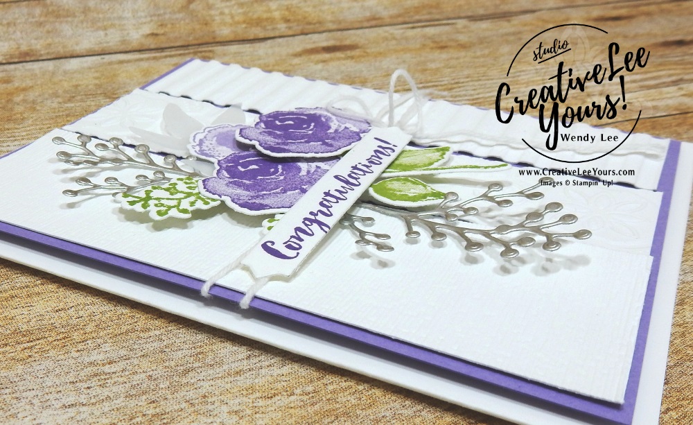 Textured Congratulations by wendy lee, Diemonds Team, Stampin Up, #creativeleeyours, creatively yours, creative-lee yours, SU, business opportunity, make extra money, DIY, paper craft, firdt frost stamp set, Onstage swap, congrats, congratulations, wedding, birthday, #OnStage2018, #StampinUp30, stamp event, flowers, purple