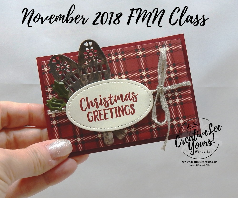 Masculine Plaid Fun Fold Gift Card Holder by wendy lee, November 2018 FMN Class, Forget me not, Stampin Up, stamping, handmade card, holiday, christmas, #creativeleeyours, creatively yours, creative-lee yours, SU, SU cards, rubber stamps, paper crafting, alpine adventure stamp set, Merry Christmas, Happy Holidays, DIY, card club, money holder, gift card, alpine sports thinlit dies, fun fold