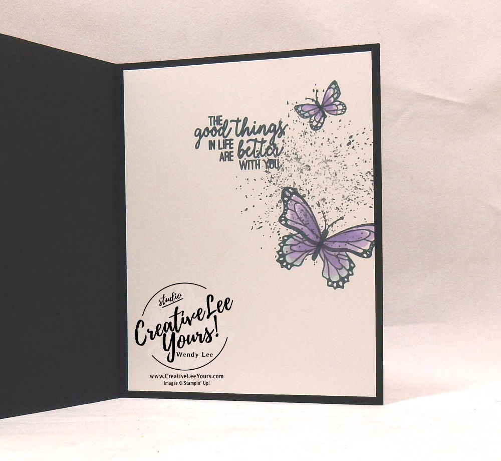 Tufted Note by wendy lee, Stampin Up, stamping, handmade card, friend, thank you, birthday, #creativeleeyours, creatively yours, creative-lee yours, SU, SU cards, rubber stamps, demonstrator, business, DIY, incentive trip, occasions sneak peak, cling stamps, butterfly gala, butterfly punch, black and white, fast & easy, spotlighting, FMN BONUS, tutorial, card club