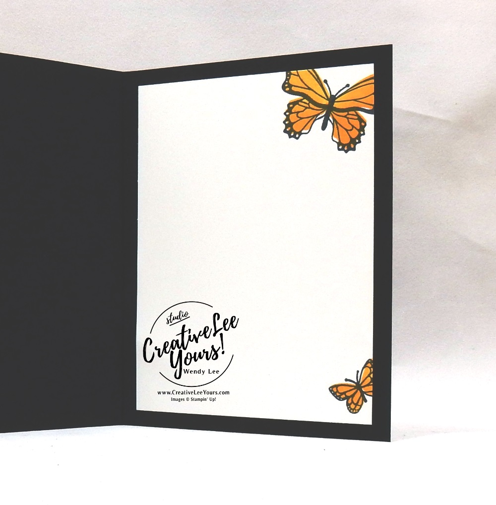 Simple Stamping Butterflies by wendy lee, Stampin Up, stamping, handmade card, friend, thank you, birthday, #creativeleeyours, creatively yours, creative-lee yours, SU, SU cards, rubber stamps, demonstrator, business, DIY, cling stamps, #simplestamping, butterfly gala, black and white, fast & easy, spotlighting, 2 step stamping
