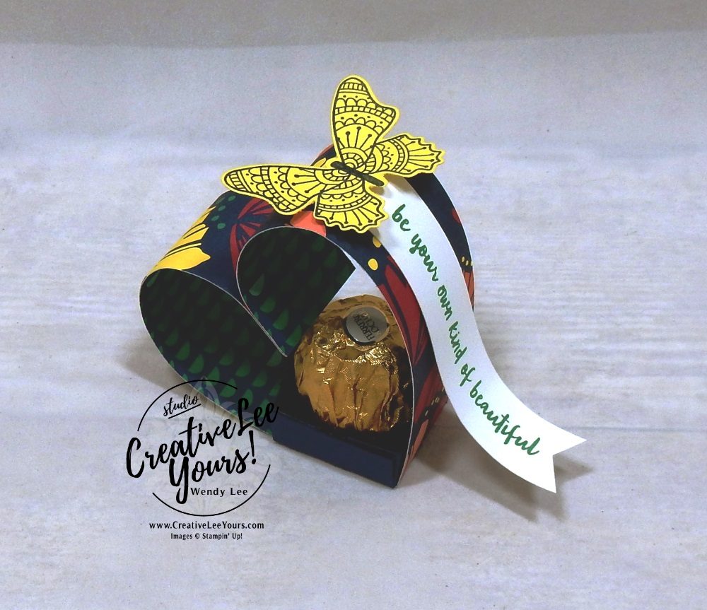 Heart Treat Holder, Diemonds team, wendy lee, stampin up, stamping, SU, #creativeleeyours, creatively yours, creative-lee yours, SU events, business opportunity, DIY, fellowship, flowering desert stamp set, friend, birthday, congrats, love, support, hello, butterfly gala stamp set, valentine, candy treat, Ferrero Rocher, #simplestamping
