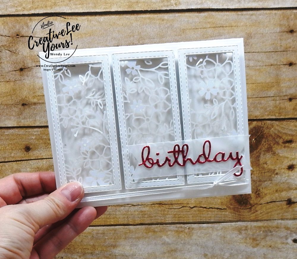 Detailed Birthday by wendy lee, Diemonds team sketch challenge, stampin up, stamping, SU, #creativeleeyours, creatively yours, creative-lee yours, DIY, well said stamp set, friend, birthday, congrats, love, support, hello, stitched rectangle