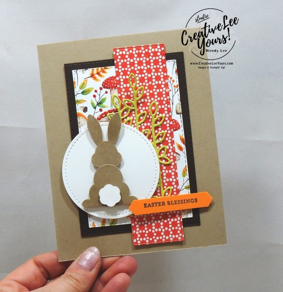 Easter Blessings by wendy lee, Stampin Up, stamping, handmade card, friend, thank you, birthday, #creativeleeyours, creatively yours, creative-lee yours, SU, SU cards, rubber stamps, paper crafting, all occasions, bunny, DIY, itty bitty greeting stamp set, easter, painted seasons, free products, SAB, sale-a-bration, card club, tutorial