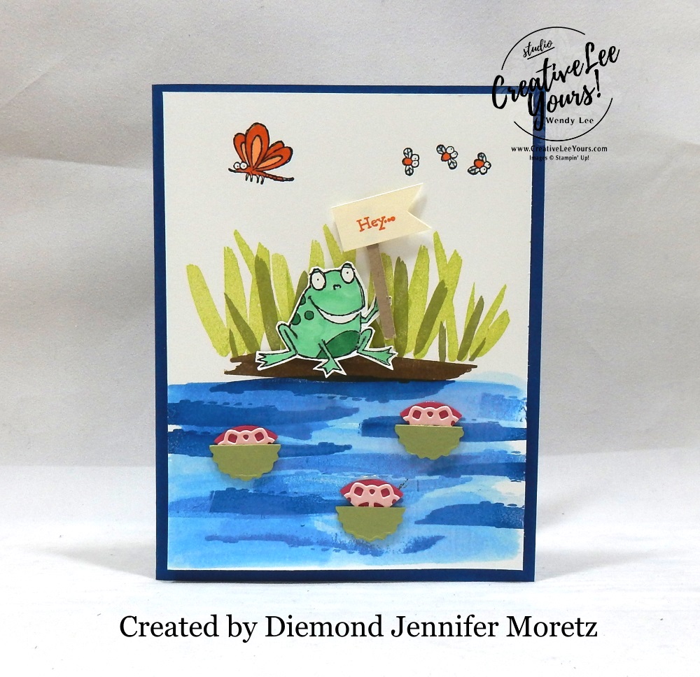 Hey by Jennifer Moretz, wendy lee, Stampin Up, stamping, handmade card, friend, thank you, birthday, thinking of you, #creativeleeyours, creatively yours, creative-lee yours, SU, SU cards, rubber stamps, demonstrator, business, DIY, cling stamps, so hoppy together stamp set, diemonds team swap,, kids card, masculine