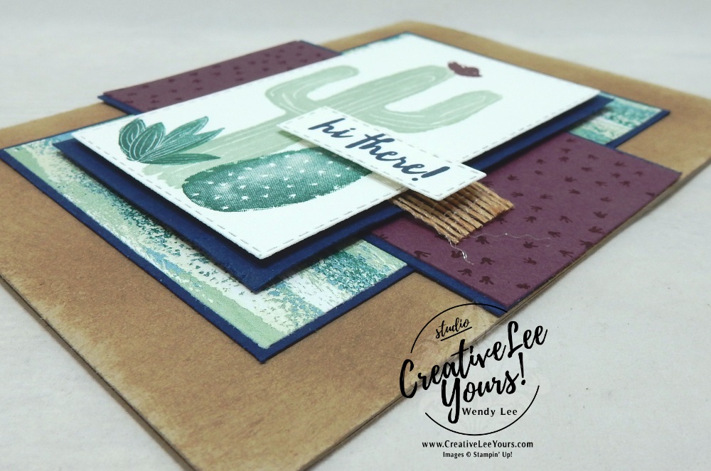 Flowering Desert Card Class , Hi There! by wendy lee, Stampin Up, #creativeleeyours, wendy lee, creatively yours, creative-lee yours, stamping, paper crafting, handmade, fast & easy all occasion cards, class, friend, flowering desert stamp set, faux suede technique, pattern paper, #loveitchopit, international highlights, kylie bertucci, card contest, cactus, encouragement, friend, awesome