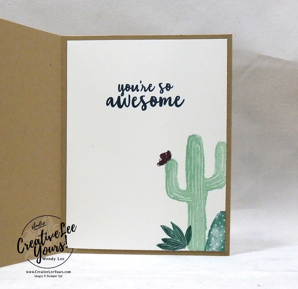 Flowering Desert Card Class , Hi There! by wendy lee, Stampin Up, #creativeleeyours, wendy lee, creatively yours, creative-lee yours, stamping, paper crafting, handmade, fast & easy all occasion cards, class, friend, flowering desert stamp set, faux suede technique, pattern paper, #loveitchopit, international highlights, kylie bertucci, card contest, cactus, encouragement, friend, awesome