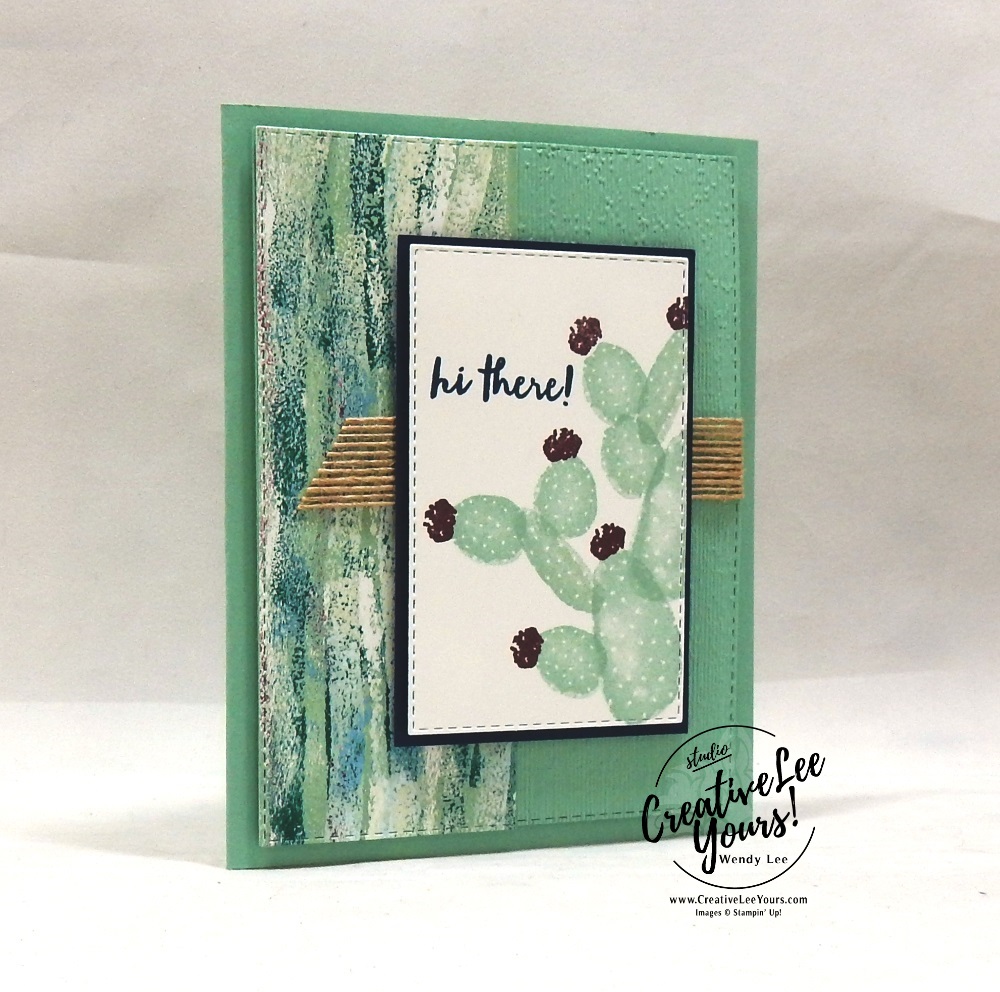 Flowering Desert Card Class , You're Awesome by wendy lee, Stampin Up, #creativeleeyours, wendy lee, creatively yours, creative-lee yours, stamping, paper crafting, handmade, fast & easy all occasion cards, class, friend, flowering desert stamp set, faux suede technique, pattern paper, #loveitchopit, international highlights, kylie bertucci, card contest, cactus, encouragement, friend, awesome, winners hop, one sheet wonder