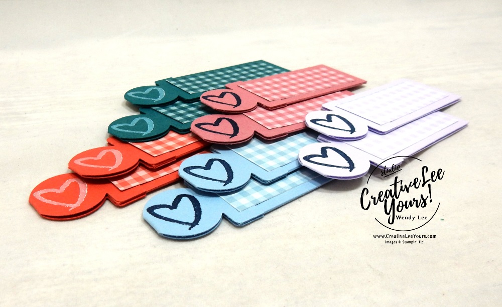 In-Color Bookmark/Catalog Tabs by wendy lee, Stampin Up, #creativeleeyours, creatively yours, creative-lee yours, stamping, paper crafting, handmade, all occasion,  a good man stamp set, DSP, patternpaper, catalog kick off, in-colors, tutorial, tab punch