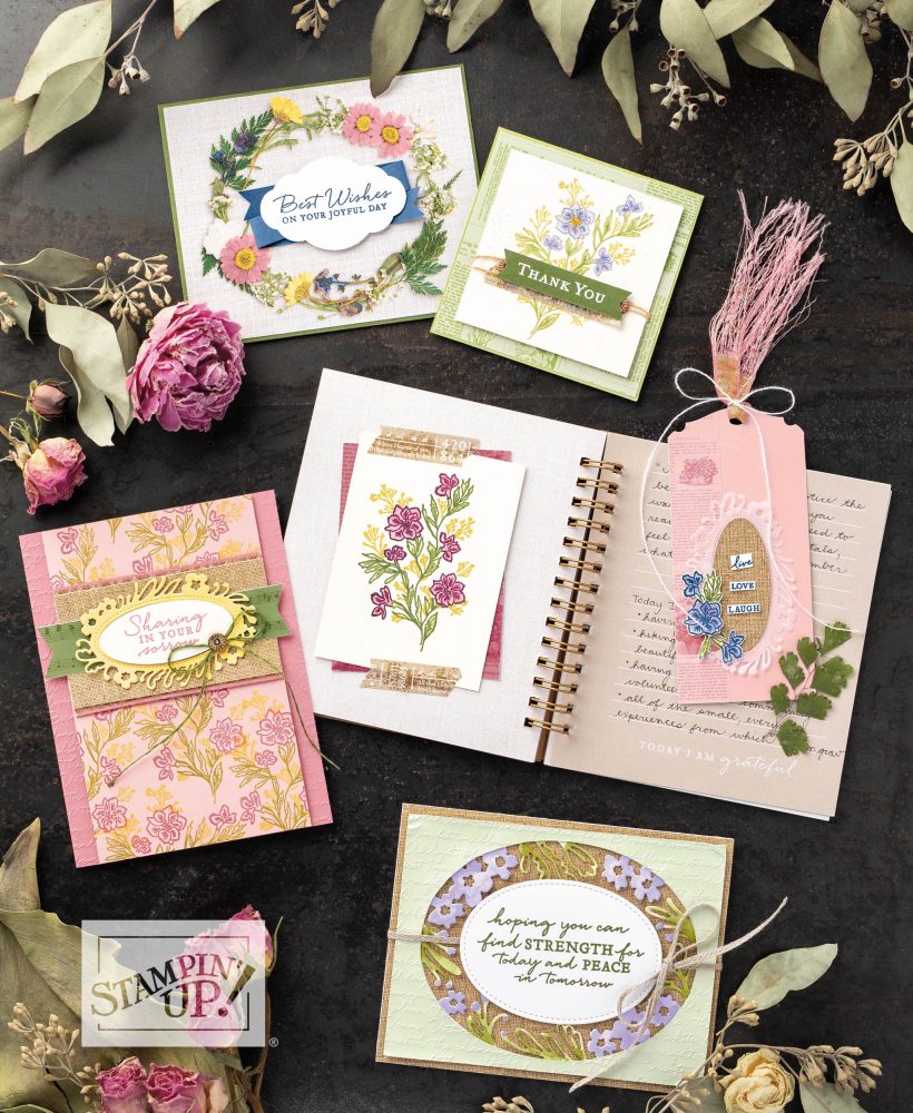 Pressed Petal Suite with Wendy Lee, stampin Up, SU, #creativeleeyours, hand made card, tags, journal, friend, birthday, hello, thanks, flowers, pressed flowers, celebration, best wishes, sympathy, kindness, creatively yours, creative-lee yours, DIY, product tip, kit, special, thankful, video