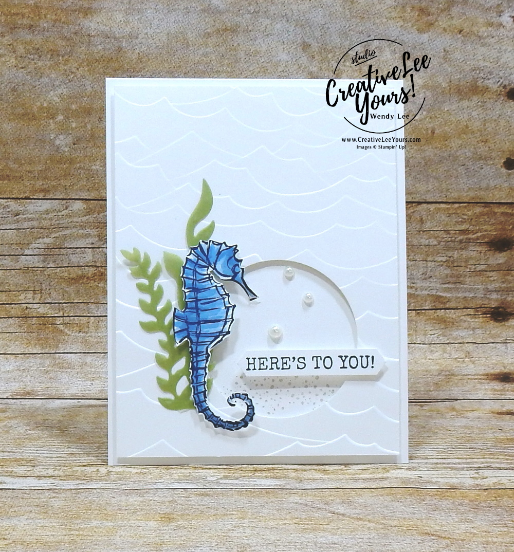 Seaside Spray Seahorse, 2019 2020 annual catalog, 2019-2021 In Colors, club, Wendy Lee, stampin up, papercrafting, #creativeleeyours, creativelyyours, creative-lee yours, SU, pattern paper, accessories, seahorse, beach, summer fun, stampin up, DSP, ink, new colors