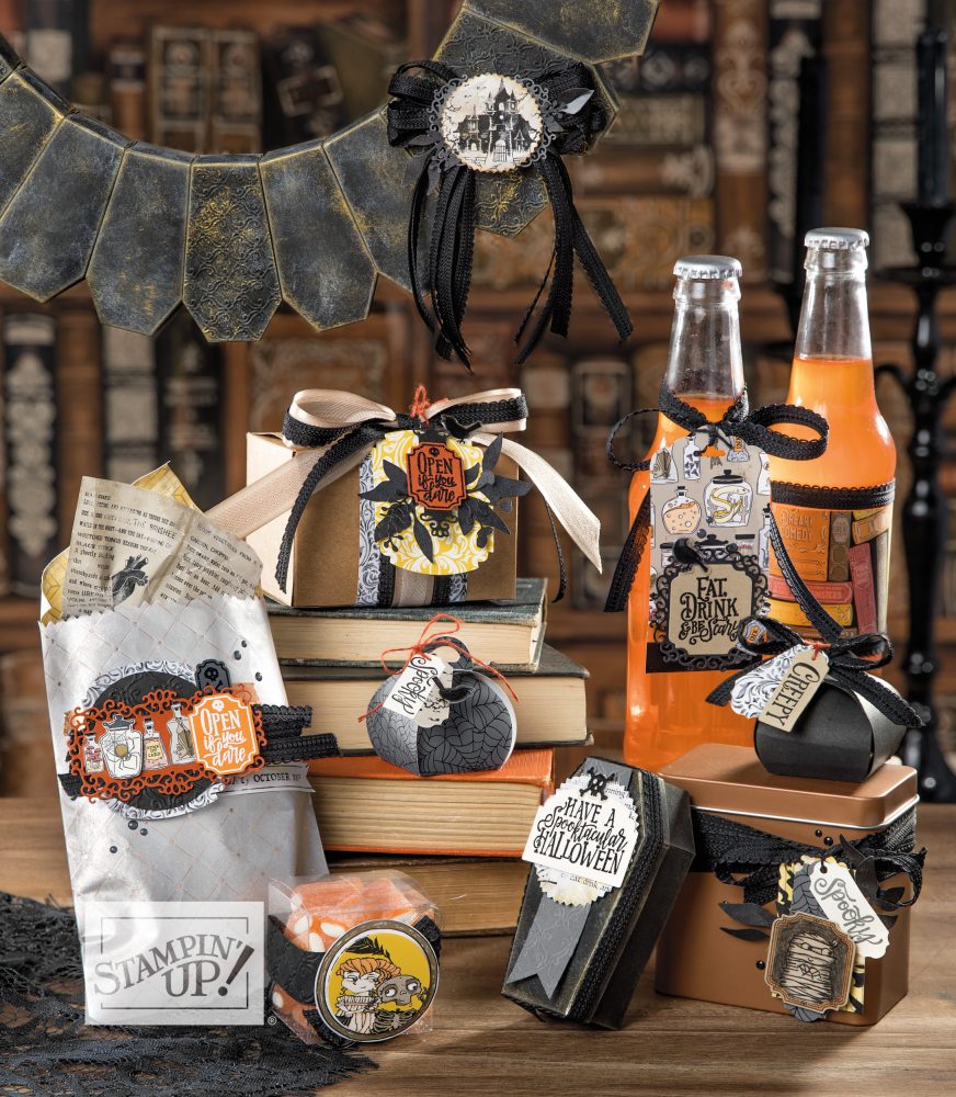 Monster Bash Suite with Wendy Lee, stampin Up, SU, #creativeleeyours, hand made card, tags, gifts, package, treats, halloween, coffins, skulls, dracula, spiders, friend, birthday, hello, thanks, celebration, best wishes, kindness, creatively yours, creative-lee yours, DIY, pattern paper, fast & easy, masculine, kids, spooky