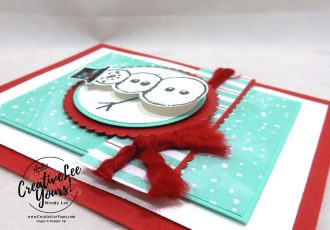 Wobble Snowman by Wendy Lee, Tutorial, card club, stampin Up, SU, #creativeleeyours, hand made card, snowman season stamp set, snowman, snow, winter, christmas, holiday, memories, heartwarming, friend, birthday, hello, thanks, celebration, stamping, creatively yours, creative-lee yours, DIY, FMN, forget me knot, SBONUS card, class, card club, technique, #patternpaper, #loveitchopit