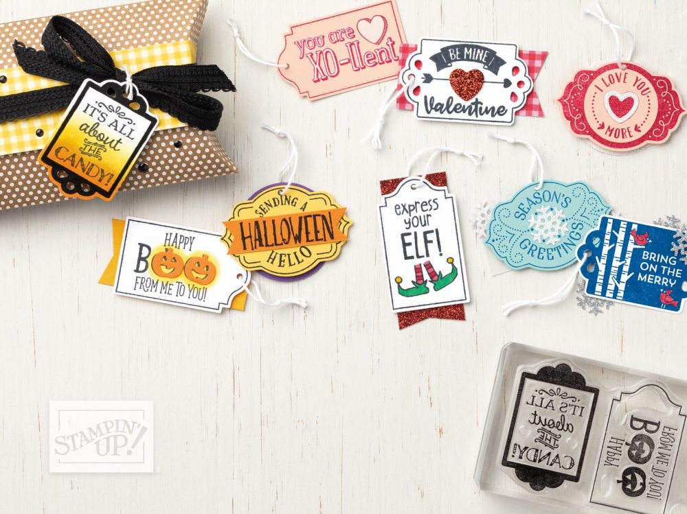 Tags Tags Tags Bundle with Wendy Lee, stampin Up, SU, #creativeleeyours, hand made card, tags, gifts, package, treats, journal, friend, birthday, hello, thanks, celebration, best wishes, christmas, holiday, kindness, creatively yours, creative-lee yours, DIY, fast & easy, scrapbooking, memories, halloween, pumpkin, boo, candy, elf, snowflakes, valentine, hearts