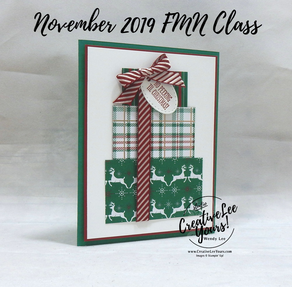 No Peeking by Wendy Lee, Tutorial, card club, stampin Up, SU, #creativeleeyours, hand made card, technique, itty bitty christmas stamp set, embossing, presents, Christmas, friend, birthday, hello, thanks, celebration, stamping, creatively yours, creative-lee yours, DIY, class, Diemonds team, business opportunity, perfectly plaid, curvy keepsakes dies