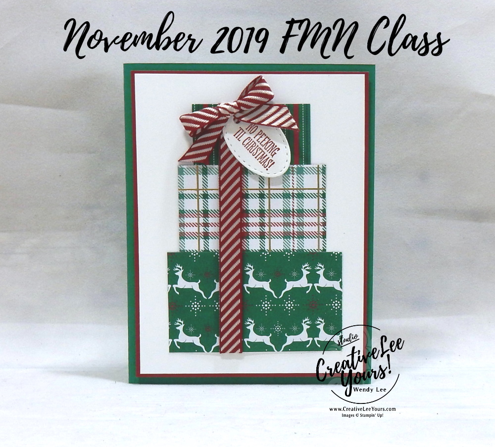 No Peeking by Wendy Lee, Tutorial, card club, stampin Up, SU, #creativeleeyours, hand made card, technique, itty bitty christmas stamp set, embossing, presents, Christmas, friend, birthday, hello, thanks, celebration, stamping, creatively yours, creative-lee yours, DIY, class, Diemonds team, business opportunity, perfectly plaid, curvy keepsakes dies