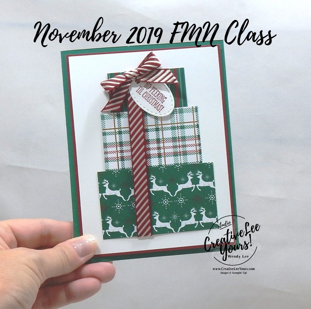 No Peeking by Wendy Lee, Tutorial, card club, stampin Up, SU, #creativeleeyours, hand made card, technique, itty bitty christmas stamp set, embossing, presents, Christmas, friend, birthday, hello, thanks, celebration, stamping, creatively yours, creative-lee yours, DIY, class, Diemonds team, business opportunity, perfectly plaid, curvy keepsakes dies