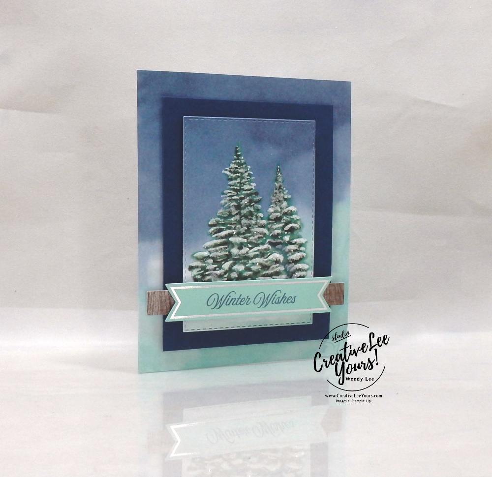 Glitter Winter Wishes by Wendy Lee, October 2019 Paper Pumpkin Kit, stampin up, handmade cards, rubber stamps, stamping, kit, subscription, #creativeleeyours, creatively yours, creative-lee yours, celebration, smile, thank you, alternate, bonus tutorial, fast & easy, DIY, #simplestamping, card kit, tags, holiday, Christmas, woodgrain, ice glitter