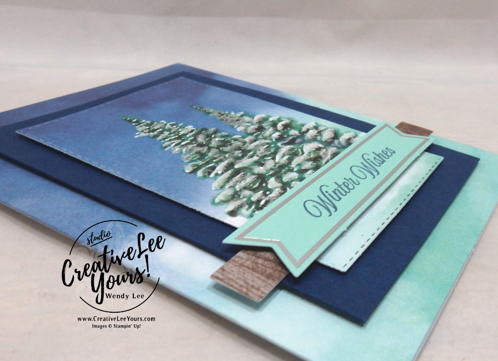 Glitter Winter Wishes by Wendy Lee, October 2019 Paper Pumpkin Kit, stampin up, handmade cards, rubber stamps, stamping, kit, subscription, #creativeleeyours, creatively yours, creative-lee yours, celebration, smile, thank you, alternate, bonus tutorial, fast & easy, DIY, #simplestamping, card kit, tags, holiday, Christmas, woodgrain, ice glitter