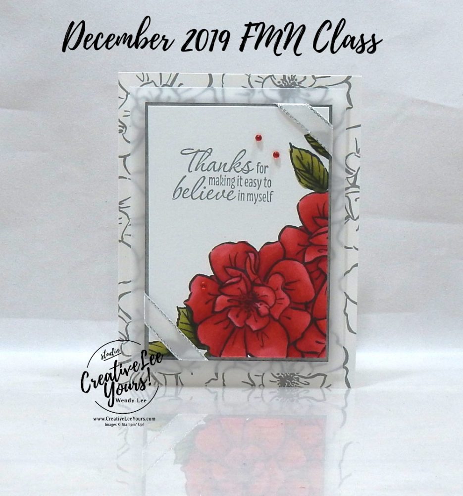Masked Wild Rose by Wendy Lee, Tutorial, card club, stampin Up, SU, #creativeleeyours, hand made card, technique, To A Wild Rose stamp set, Tastefull Textures stamp set, friend, celebration, stamping, creatively yours, creative-lee yours, DIY, FMN, forget me knot, December 2019, class, card club, roses, shimmer, coloring with blends