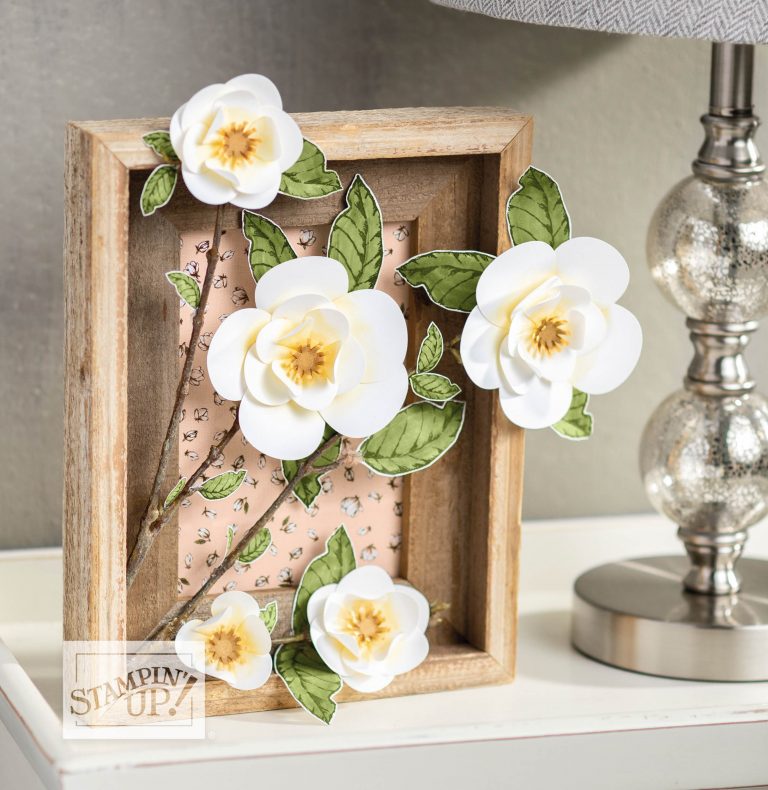 Magnolia Lane, 3D flowers, paper flowers, Good morning Magnolia, Wendy Lee, stampin Up, SU, #creativeleeyours, hand made card, heartwarming, friend, birthday, hello, thanks, celebration, encouragement, stamping, creatively yours, creative-lee yours, DIY, crafting, papercrafts, video, magnolia, floral, gift packaging