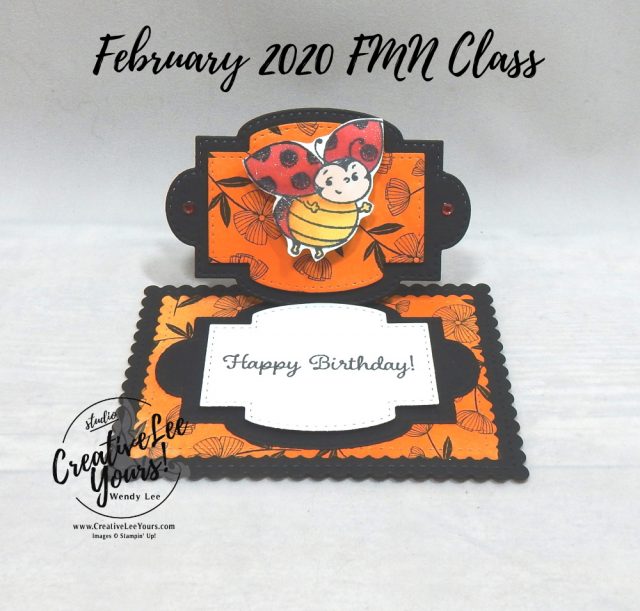 Wobble ladybug gift card holder by Wendy Lee, Tutorial, stampin Up, SU, #creativeleeyours, handmade card, little ladybug stamp set, friend, celebration, stamping, creatively yours, creative-lee yours, DIY, birthday, SAB, saleabration, card club, card class, papercrafts, coordination product releases, FMN, Forget me not, fun fold, easel