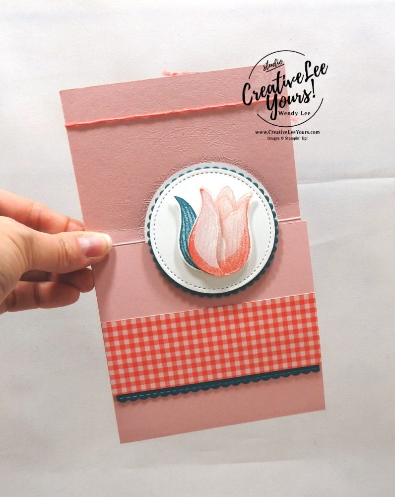 Happy Mother’s Day Flip Flap card by Wendy Lee, stampin Up, SU, #creativeleeyours, handmade card, Timeless Tulips stamp set, tulip, flowers, easter, mother’s day, friend, celebration, stamping, creatively yours, creative-lee yours, DIY, paper crafts, fun fold
