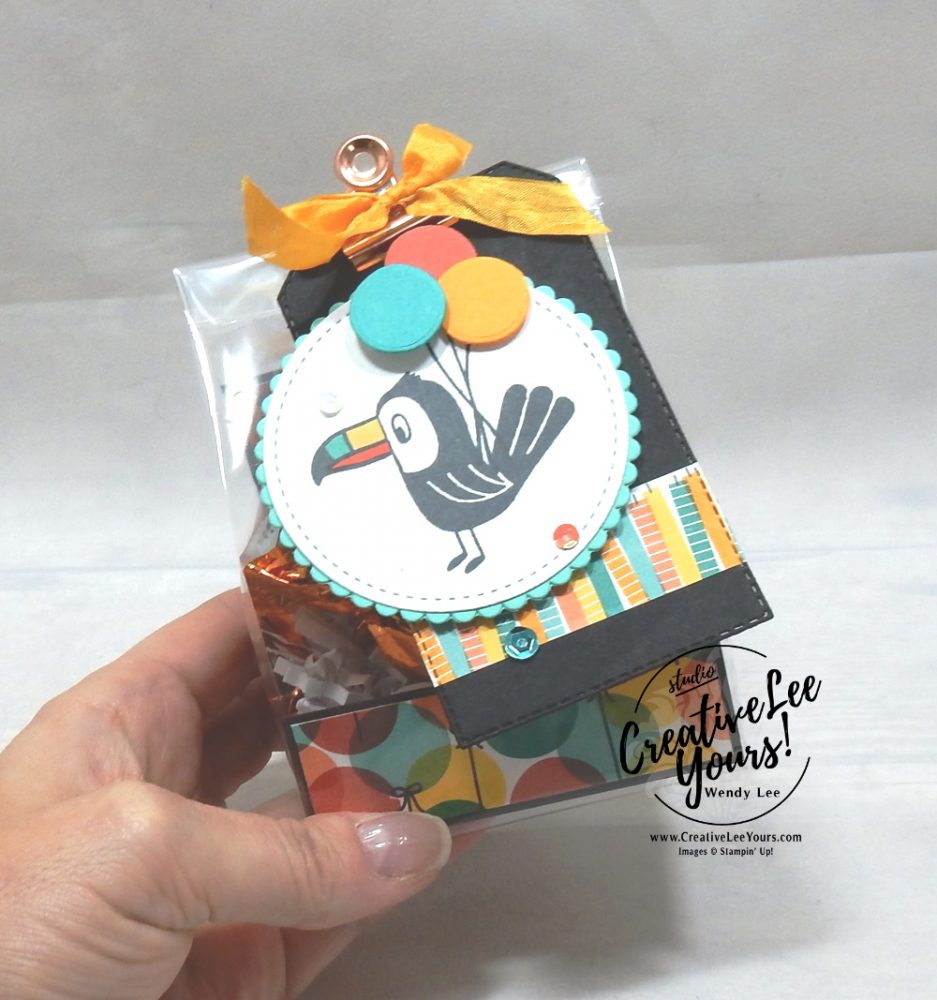 Bonanza Birthday Class by wendy lee, Stampin Up, #creativeleeyours, wendy lee, creatively yours, creative-lee yours, stamping, paper crafting, handmade, cards, class, friend, bonanza buddies stamp set, 3D, treat holders, gift card, cake topper, birthday, tutorial, class, DIY, papercrafts, toucan, koala, lion