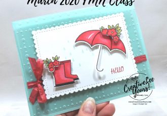 Rain or Shine Square Pop-up by Wendy Lee, stampin Up, SU, #creativeleeyours, handmade card, umbrella, rain boots, spring flowers, under my umbrella stamp set, friend, celebration, congratulations, thank you, hello, stamping, creatively yours, creative-lee yours, DIY, paper crafts, vellum, embossing, tutorial, FMN, forget me not, card club, class, fun fold