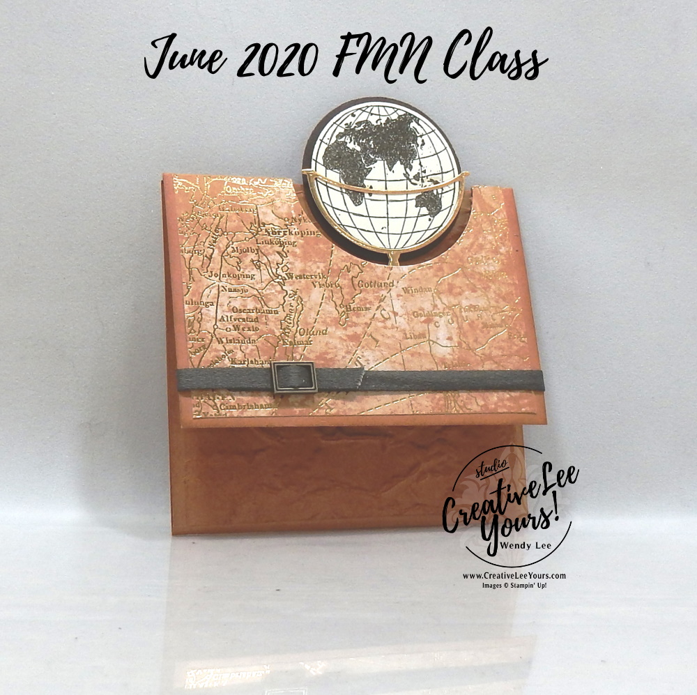Beautiful World Flip Flap by wendy lee, stampin up, stamping, SU, #creativeleeyours, creatively yours, creative-lee yours, #cardmaking #handmadecard #rubberstamps #stamping, friend, celebration, congratulations, thank you, hello, birthday, stamping, DIY, paper crafts, #papercrafting , #papercraftingsupplies, #papercraftingisfun , tutorial, FMN, forget me not, card club, class, #makeacardsendacard ,#makeacardchangealife, faux suede technique, , DSP, pattern paper, loveitchopit, masculine, beautiful world stamp set, world map dies, old world paper, world of good suite