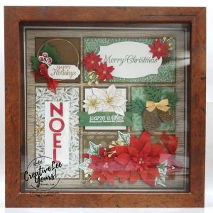 Poinsettia Christmas home decor by wendy lee, stampin up, stamping, SU, #creativeleeyours, creatively yours, creative-lee yours, ,#tutorial ,#tutorials ,#rubberstamps #stamping, friend, celebration, framed art, sampler, holiday, Christmas, winter, thank you, hello, birthday, noel, poinsettia, stamping, DIY, paper crafts, #papercrafting , #papercraftingsupplies, #papercraftingisfun , poinsettia petals stamp set, 3D, framed art