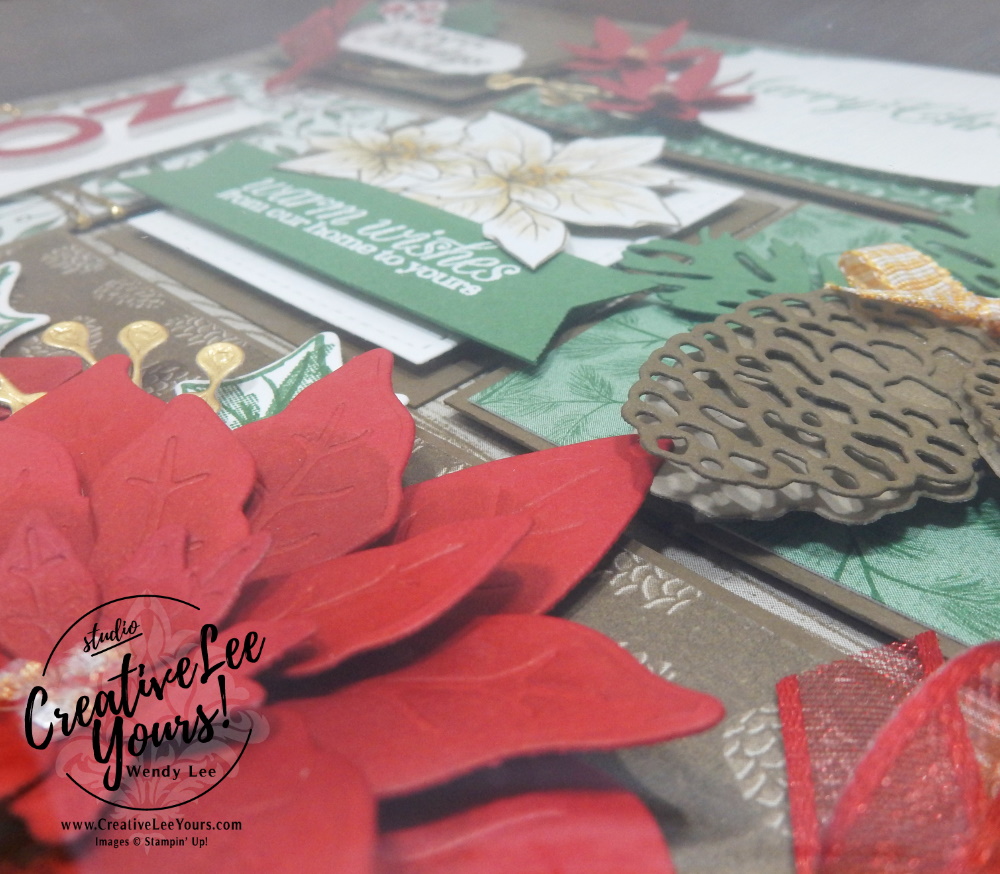 Poinsettia Christmas home decor by wendy lee, stampin up, stamping, SU, #creativeleeyours, creatively yours, creative-lee yours, ,#tutorial ,#tutorials ,#rubberstamps #stamping, friend, celebration, framed art, sampler, holiday, Christmas, winter, thank you, hello, birthday, noel, poinsettia, stamping, DIY, paper crafts, #papercrafting , #papercraftingsupplies, #papercraftingisfun , poinsettia petals stamp set, 3D, framed art