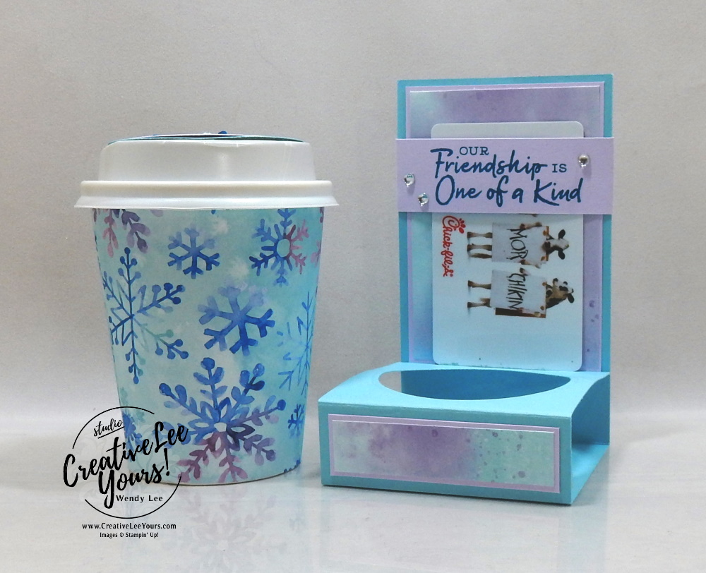 Mini Coffee Cup & Gift Card Holder by Wendy Lee, stampin Up, SU, #creativeleeyours, handmade card, Christmas, friend, celebration, thank you, stamping, creatively yours, creative-lee yours, DIY, birthday, gift card holder, papercrafts, rubberstamps, #stampinupdemonstrator , #papercrafts , #papercraft , #papercrafting , #papercraftingsupplies, #papercraftingisfun, facebook live, video , snowflake splendor, mini coffee cup, how to, snowflakes