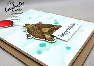 How To Create A Cloud Background With A Snowman by Wendy Lee, stampin Up, SU, #creativeleeyours, handmade card, friend, celebration , thinking of you, thank you, birthday, love, stamping, creatively yours, creative-lee yours, DIY, papercrafts, rubberstamps, #stampinupdemonstrator , #papercrafts , #papercraft , #papercrafting , #papercraftingsupplies, #papercraftingisfun, Facebook live, video , Hey Birthday Chick stamp set, #tutorial ,#tutorials, #livepapercrafting, #patternpaper, #card,#technique ,#techniques, #heybirthdaychick, #floatingchicken, #clouds, #snowmanbuilderpunch