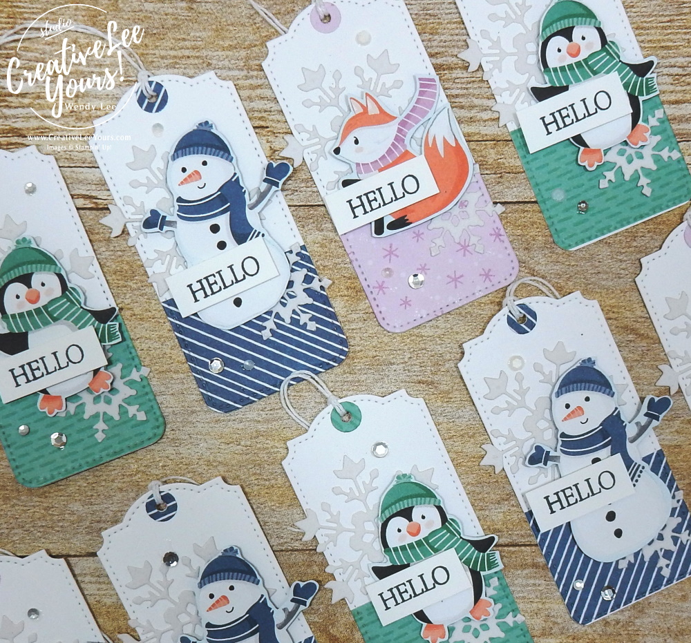 Hello Tags by Wendy Lee, #creativeleeyours , #stampinup , #su , #stampinupdemonstrator , #cardmaking, #handmadecard, #rubberstamps, #stamping, #DIY, #papercrafts , #papercraft , #papercrafting , #papercraftingsupplies, #papercraftingisfun, #papercraftingideas, #makeacardsendacard ,#makeacardchangealife , Stampers Showcase Blog Hop, Create with Friends stamp set, winter, penguins, snowman,  tags, friend, ,#tutorial ,#tutorials ,#jd21catalog, #SAB2021, penguin playmate
