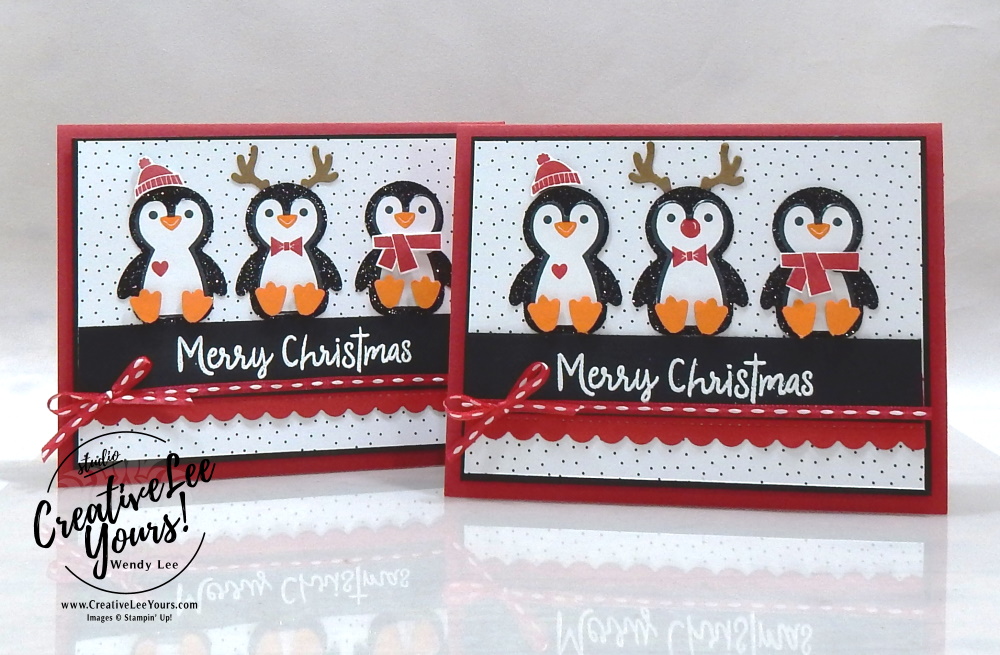 Christmas Penguins by wendy lee, #creativeleeyours, creatively yours, creative-lee yours, DIY, SU, rubber stamps, class, thank you, birthday, Christmas, Penguin Place stamp set, Snowman Season stamp set, friend, birthday, #stampinup, #stampinupdemonstrator, #love, #cardmaking, #handmadecard, #rubberstamps, #stamping,#tutorial ,#tutorials, #papercrafts , #papercraft , #papercrafting , #papercraftingsupplies, pattern party, #papercraftingisfun, #papercraftingideas, #makeacardsendacard ,#makeacardchangealife, Facebook live, video,#cardclasses ,#onlinecardclasses, #livepapercrafting, #facebooklive, #card, #friend, deer builder punch, #pennedflowers