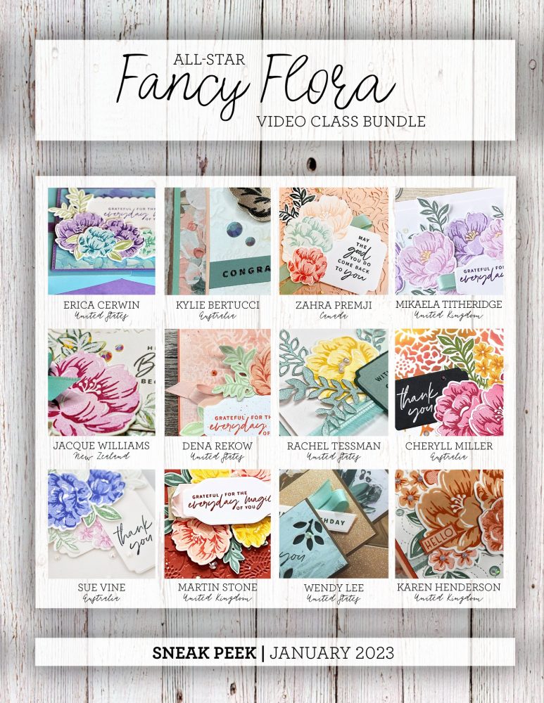 All star tutorial bundle, #wendylee , #creativeleeyours , #stampinup , #su , #stampinupdemonstrator , #cardmaking, #handmadecard, #rubberstamps, #stamping, #cardclass, #cardclasses ,#onlinecardclass,#tutorial ,#tutorials #DIY, #papercrafts , #papercraft , #papercrafting , #papercraftingsupplies, #papercraftingisfun, #papercraftingideas, #makeacardsendacard ,#makeacardchangealife, #subscription, #product suites, #creativeleeyourscommunity,#craftwithwendy, #allstardesignteambloghop, #allstarvideoclassbundle,#countryflorallane,#fancyflora,#bythebay,#regencypark,