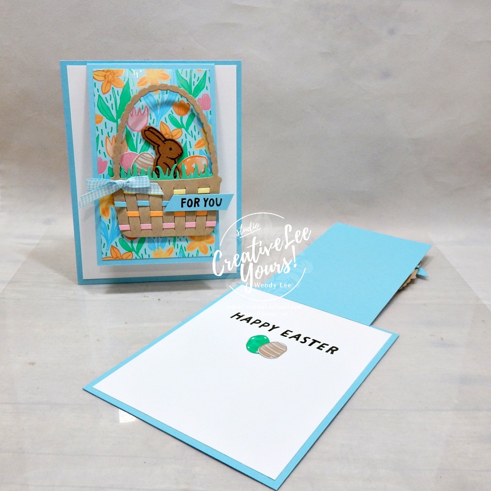 Easy fun fold card tutorial featuring Easter Basket dies and woven basket focal point.
