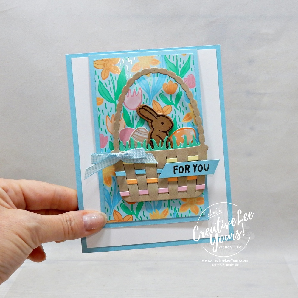 Easy fun fold card tutorial featuring Easter Basket dies and woven basket focal point.
