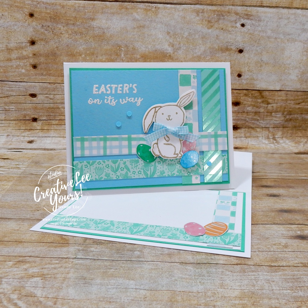 Layered Easter card with bunny and designer paper