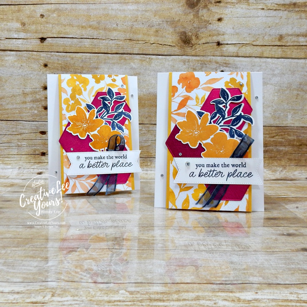 pinit Garden Poetry fun fold card featuring Paradise Garden bundle, textured specialty paper, geometric die cuts, and layered floral stamping.