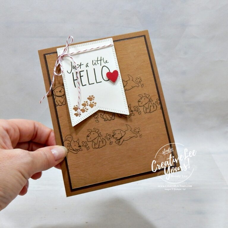 easy card design using designer series paper and die cut banner