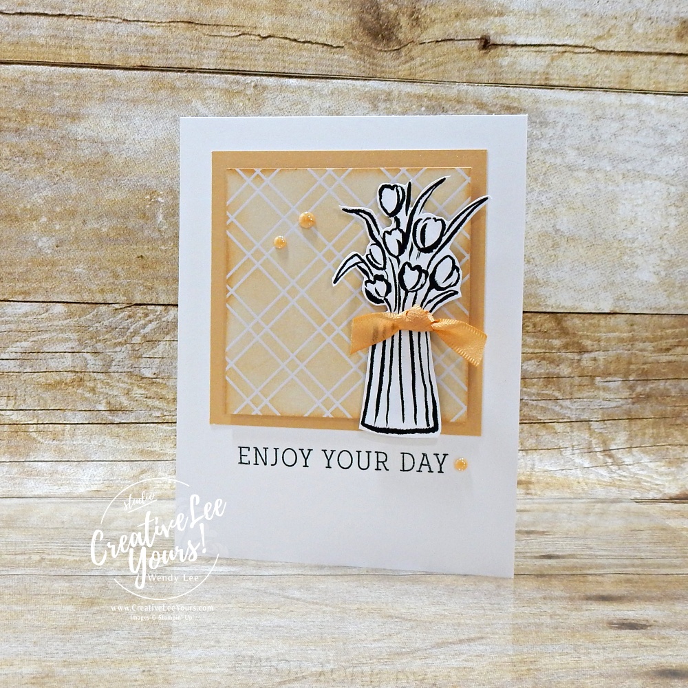 simple card layout with blended background and black and white floral focal image
