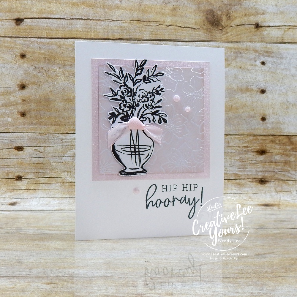 simple card layout with blended background and black and white floral focal image