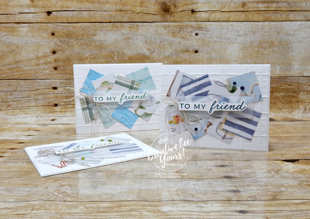 pinit Three handmade birthday cards featuring mixed Designer Series Paper patterns, embossed backgrounds, and coordinating sentiments created from one simple card layout.